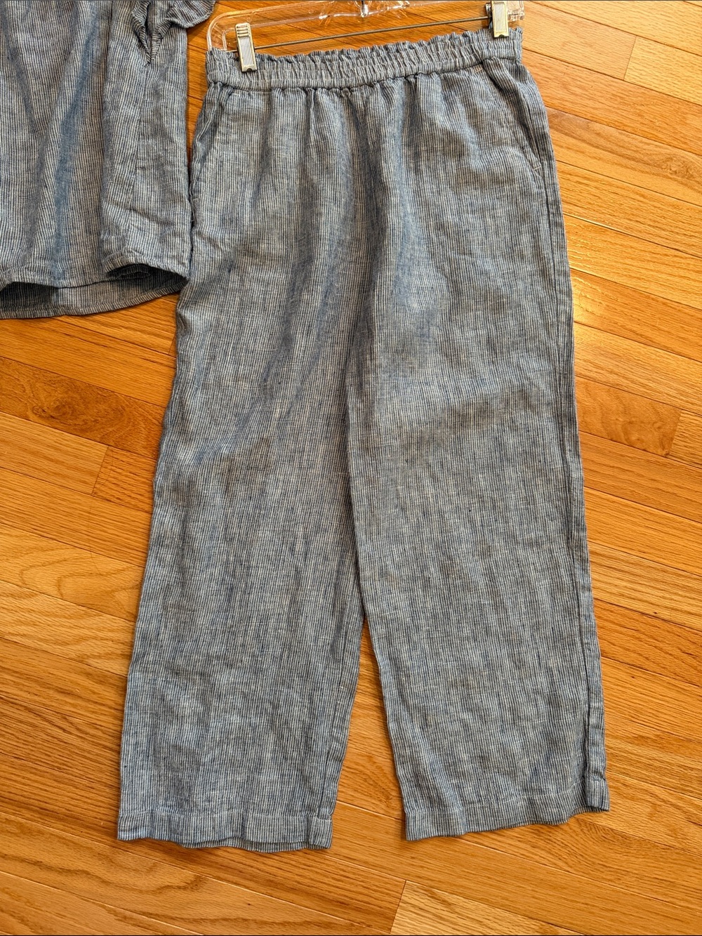 J. Crew Girls Linen Chambray Blue Ruffle Sleeve Top & Pants Set XL 12-14 - Picture 3 of 5